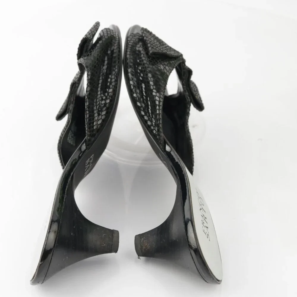 Franco Sarto Womens Narate Sandal Size‎ 9.5 Black Python Cone Heel Mule Slide